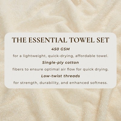 Ivory Midweight Cotton Quick-Dry Bath Towel Set (Pack of 4)