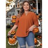 Agnes Orinda Women's Plus Size V Neck Puff Ruffle Sleeves Dressy Casual Summer Blouse - 3 of 4