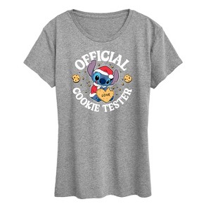 Women's - Lilo and Stitch - Christmas Official Cookie Tester Short Sleeve Graphic T-Shirt - 1 of 4