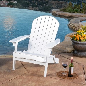Folding Adirondack Chair Outdoor Wooden Accent Furniture, Adjustable Reclining Adirondack Chair, Comfortable Lounge Chairs - 1 of 4