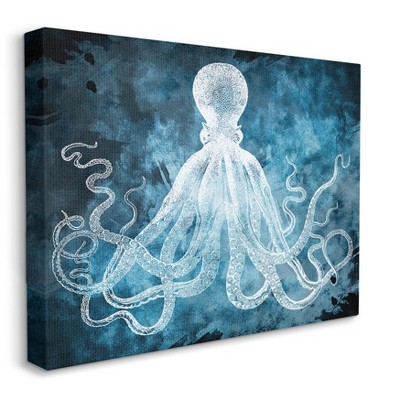 Stupell Industries Underwater Octopus Tentacles Blue White Nautical Design