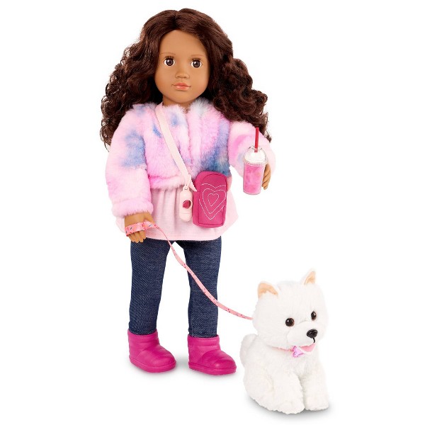 Set de muñeca Our Generation Ines & Jojo de 18" con mascota perrito 2