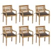vidaXL Batavia Chairs with Cushions - 6X Taupe Teak Wood Outdoor Garden/Patio Furniture Set - 21.7" W x 20.3" D x 33.1" H - 2 of 4