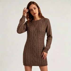 cable knit sweater dress mini Imily Bela Women Long Sleeve with Round Neck Dark Brown M : Target cable knit dress