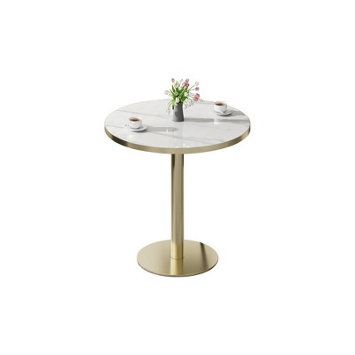 Round Modern Dinning Table 30 inches Bistro Tulip Table with Faux Marble top, Easy Assemble, Sturdy Metal Frame Diameter 30in*28.54in