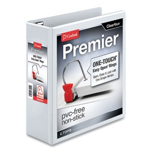 Cardinal Premier Easy Open ClearVue Locking Slant-D Ring Binder, 3 Rings, 3" Capacity, 11 x 8.5, White - 1 of 4