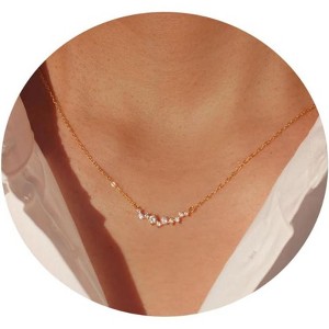 Square CZ Solitaire Pendant Necklace for Women, 14K Gold/Silver Plated Bridal Jewelry Multi CZ-Gold - 1 of 4