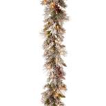 National Tree Company 9 ft. Snowy Bedford Pine Garland with Battery Operated LED Lights