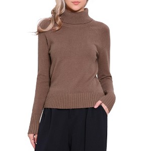 INSPIRE CHIC Women's High Neck Long Sleeve Ribbed Knitted Pullover Top - 1 of 4