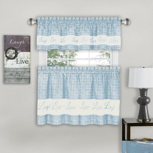 Assorted Colors & Sizes Gingham Check Live~Laugh~Love 3 Pc Kitchen Curtain Set 