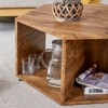 FONTOI Hexagonal Coffee Table with Multi-hole Design, Floor Mount Side Table for Living Room Bedroom Office, Wood, 27"*14"*31.5" - 4 of 4