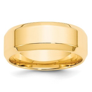Black Bow Jewelry 8mm 10K White or Yellow Gold Beveled Edge Comfort Fit Band - 1 of 4