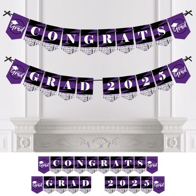 Big Dot of Happiness Purple Graduation Bunting Banner - Party Decorations - Congrats Grad 2025