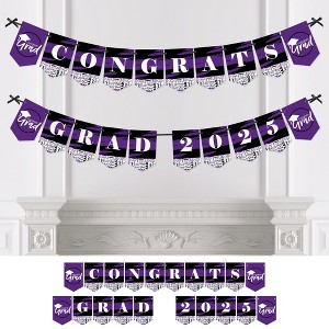 Big Dot of Happiness Purple Graduation Bunting Banner - Party Decorations - Congrats Grad 2025 - 1 of 4