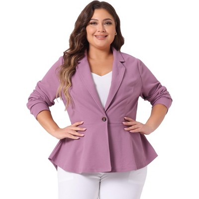 Agnes Orinda Women's Plus Size High-Low Peplum Button Work Elegant Blazers