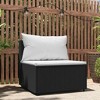 vidaXL Patio Middle Sofa - Black Poly Rattan with Cushions, Weather-Resistant, Powder-Coated Steel Frame, Modular Design, Padded Comfort - 2 of 4