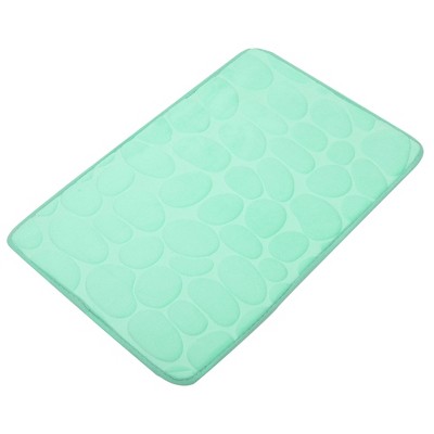 Unique Bargains Bathroom Rugs Polyester Bath Mat Machine Washable Green Cobblestone Pattern 23.62"x15.75"