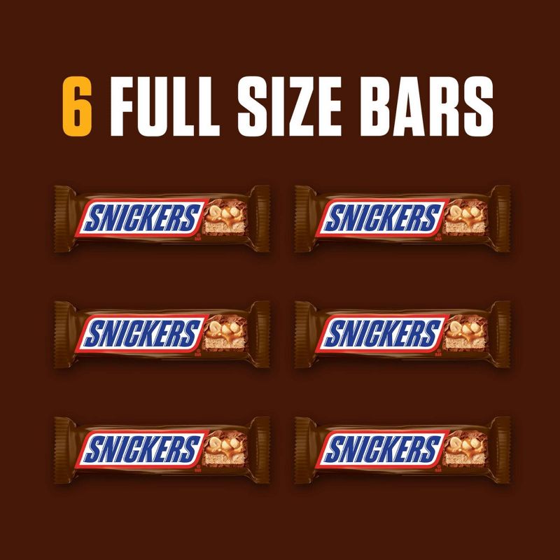 Snickers Full Size Chocolate Candy Bars - 1.86oz/6ct, 3 of 10