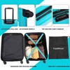 Gulches 3 Piece Luggage Sets ABS Lightweight Suitcase with Two Hooks, Spinner Wheels, TSA Lock, (20/24/28) Turquoise - 3 of 4