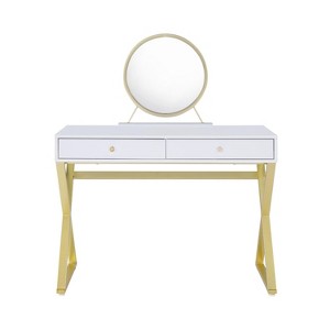 PAGED Vanity Desk Rustic Makeup Table with Mirror, 4 Storage Drawers for Living Room, Bedroom - 1 of 4