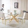 Kumasinova 47.24" Round/Square Dining Table for 4-6,Kitchen Table with Cross Metal Leg & Glass Top,Small Dinner Table for Living Room,Dining Room - 2 of 4