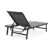 PAGED Patio Chaise Lounge Modern Aluminum Frame Recliner with Wooden Side Table Tiltable Lounge Chair for Outside - 2 of 4