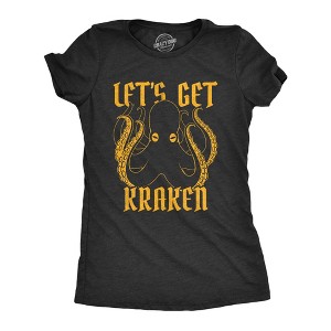 Womens Let's Get Kraken T Shirt Funny Mythical Octopus Novelty Graphic Tee - Crazy Dog Women's T Shirt - 1 of 4