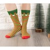 Toe-Tally Sox Christmas Elf Socks, Holiday Striped Crew Socks, Unisex, 2 Pairs - 2 of 4