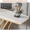 Syemin Console Tables Gold Console Table, Modern Faux Marble Entryway Table with Grid Metal Base, Narrow Accent Sofa Table, Brown, 59.06"*11.6"*31.5" - 4 of 4