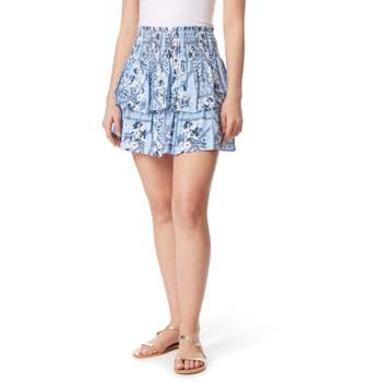 WallFlower Women's Emma Smocked Waistband Tiered Skirt