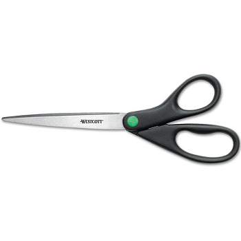 Westcott KleenEarth Scissors, 9" Long, 3.75" Cut Length, Black Straight Handle
