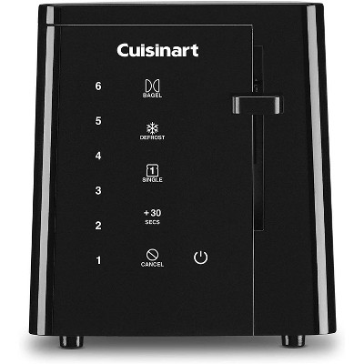 Black Stainless Steel Digital 2-Slice Toaster with Wide Slots