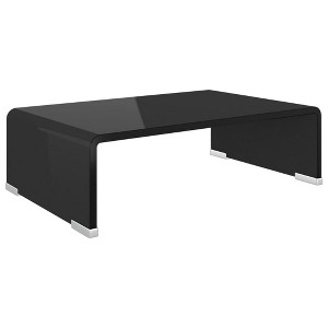 vidaXL TV Stand Black Tempered glass, plastic Medium Sleek TV Stand - 1 of 4