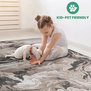Vynxaria LOOM & LUXE 2' x 3' Abstract Area Rug - Stylish, Stain-Resistant, Non-Shedding - 1 of 4