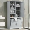 Rbied 31 in. W x 14 in. D x 68 in. H Wood Linen Cabinet Storage Cabinet with Tilt-Out Laundry and Adjustable Shelf - 2 of 4