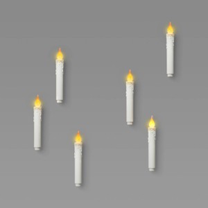 6ct 7" LED Battery Operated Color Changing Hanging Candle Lights Halloween Decorative Prop White - Hyde and EEK! Boutique™ - 1 of 4