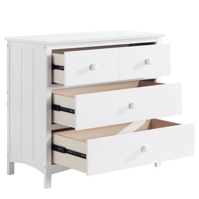 Snow White GREENGUARD Certified 3-Drawer Dresser with Extra Deep Drawer