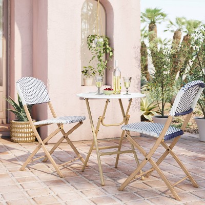 Folding Bistro Table Set : Buy Younis Patio Bistro Sets 3 Piece Foldable Metal Rattan Patio Table And Chairs Outdoor Rattan Wicker Bistro Sets Weather Resistant Folding Bistro Balcony Garden Furniture Set Online In Poland B08vdhdz1g : Standard bistro tables are typically rounded.