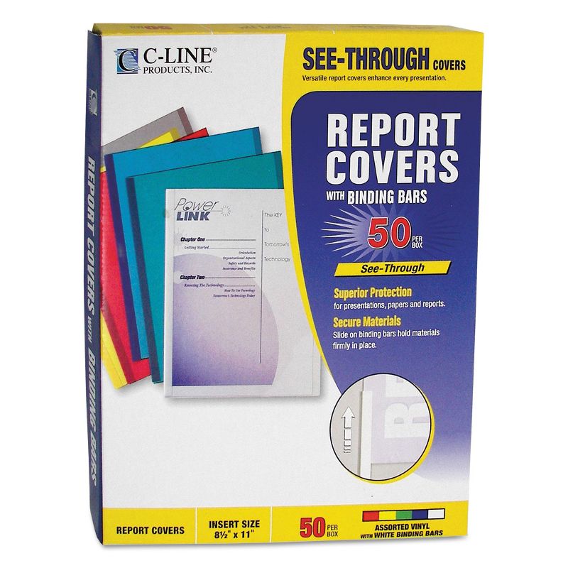 C-Line Report Covers with Binding Bars Vinyl Assorted 8 1/2 x 11 50/BX 32550, 2 of 4