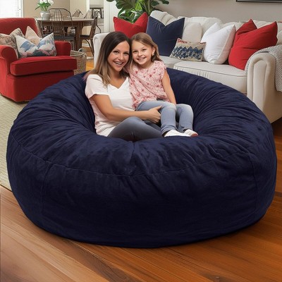 Ultimate Sack 6ft Bean Bag Chair, Oversized Comfortable Indoor Floor Lounger, Giant Foam-Filled Furniture for Relaxing, Navy Fur