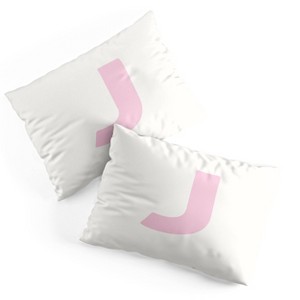 Deny Designs Standard April Lane Art Block Pink Monogram J Microfiber Printed Pillow Sham - 1 of 3