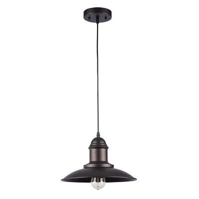 Bronze Industrial Mini Pendant Light with Clear Ribbed Glass Shade