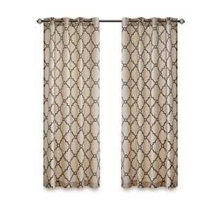 DSVIMOY Curtain Panels, Fretwork Print Grommet Top Window Curtain Panel for Living Room, Bedroom, Khaki&Black, 108"*50"*0.13" - 1 of 4