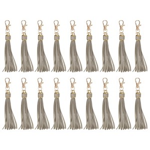 Unique Bargains PU Leather Keychain with Lobster Swivel Crafts Tassels 18 Pcs - 1 of 4