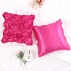 PiccoCasa Decorative Square 3D Satin Rose Flower Throw Pillow Cover 2 Pcs - 3 of 4