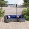 vidaXL Patio Lounge Set with Cushions Sectional Sofa Garden Backyard Poly Rattan - Gray and Blue 4 Piece - 2 of 4