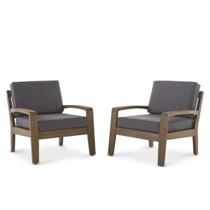 Sapphtopaz Outdoor Dining Chairs Modern Outdoor Patio Chairs with Wood Frame, Cushions for Garden, Balcony - 1 of 4