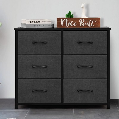 FONTOI 6 Drawer Dresser, Storage Cabinets, Compact Storage Solution, Space-Saving locker, Perfect for Family Rooms, Black, 31.5"*11.8"*26.2"
