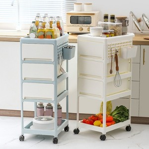 VYNXARIA 4-Tier Storage Stroller for Bedroom, Living Room, Kitchen, Restroom, Durable PP Material for Toys, Snacks, Tools,Pet Supplies,White - 1 of 4