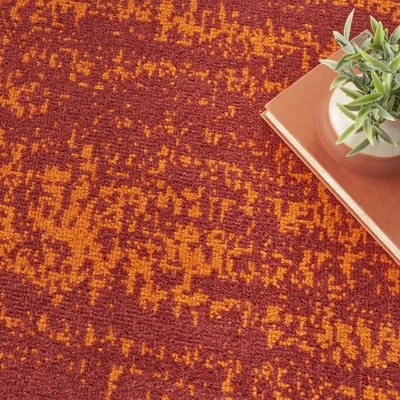 Nourison Essentials 5' Square Red Abstract Synthetic Indoor/Outdoor Rug
